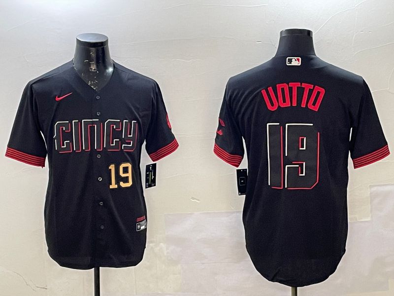 Men Cincinnati Reds 19 Uotto Black City Edition Game Nike 2025 MLB Jersey style 6